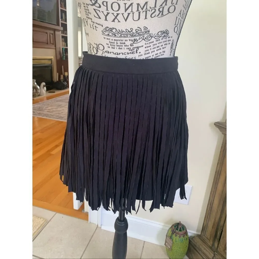 BB Dakota Fringe Skirt Black